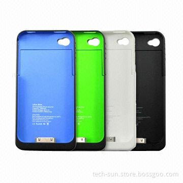 Backup battery/power cases for iPhone 4/4S, 1,900mAh, with retail package, wholesale